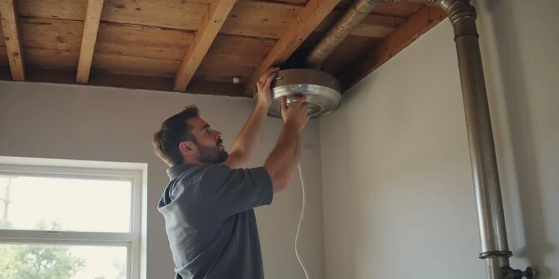 Electric geyser being installed in the ceiling space of a North Johannesburg home
