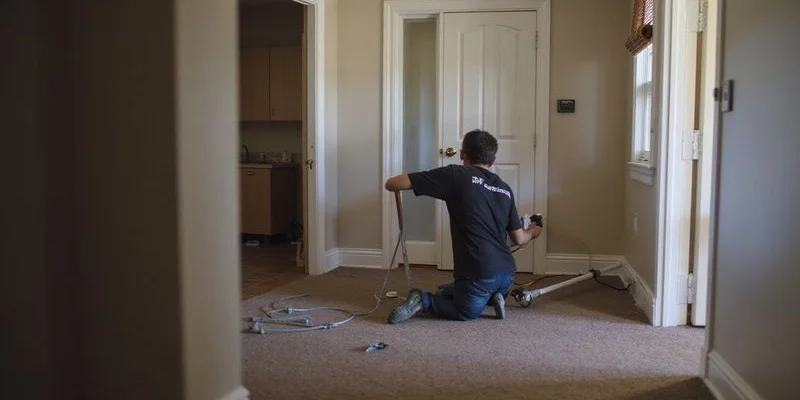 Plumber performing an emergency repair on a burst pipe in a Fourways home