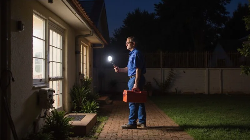 Emergency plumber arriving at a North Johannesburg home to fix a burst pipe in the middle of the night